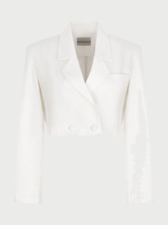 Paris Milky White Cropped Blazer