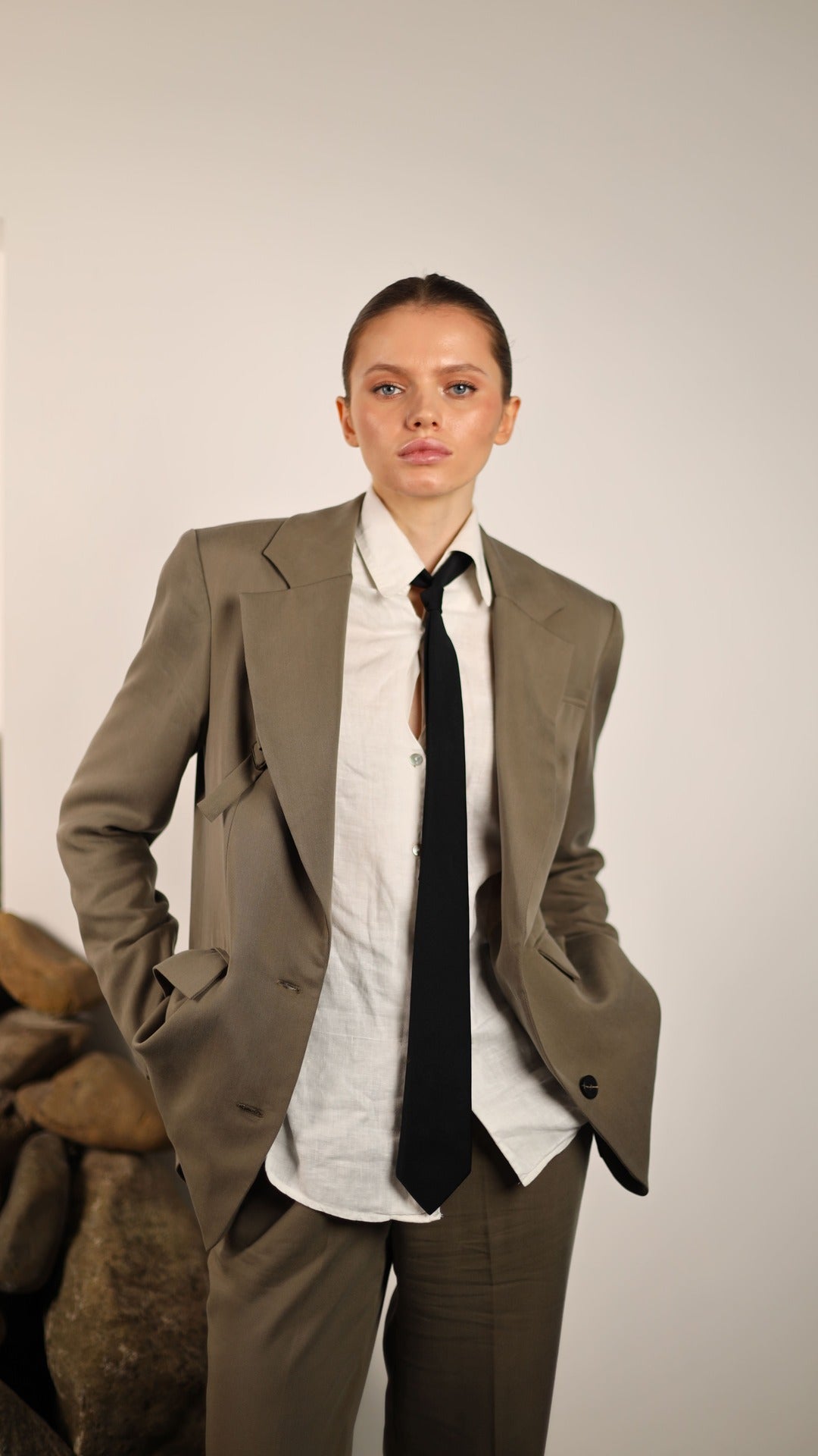 classic straight khaki pants for women