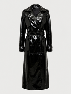 NYC Black Patent Leather Trench Coat