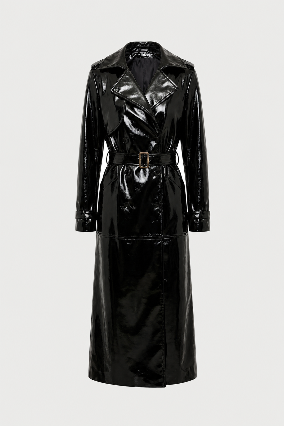 NYC Black Patent Leather Trench Coat product image