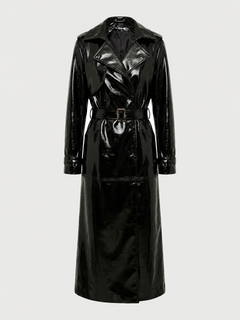 NYC Black Patent Leather Trench Coat