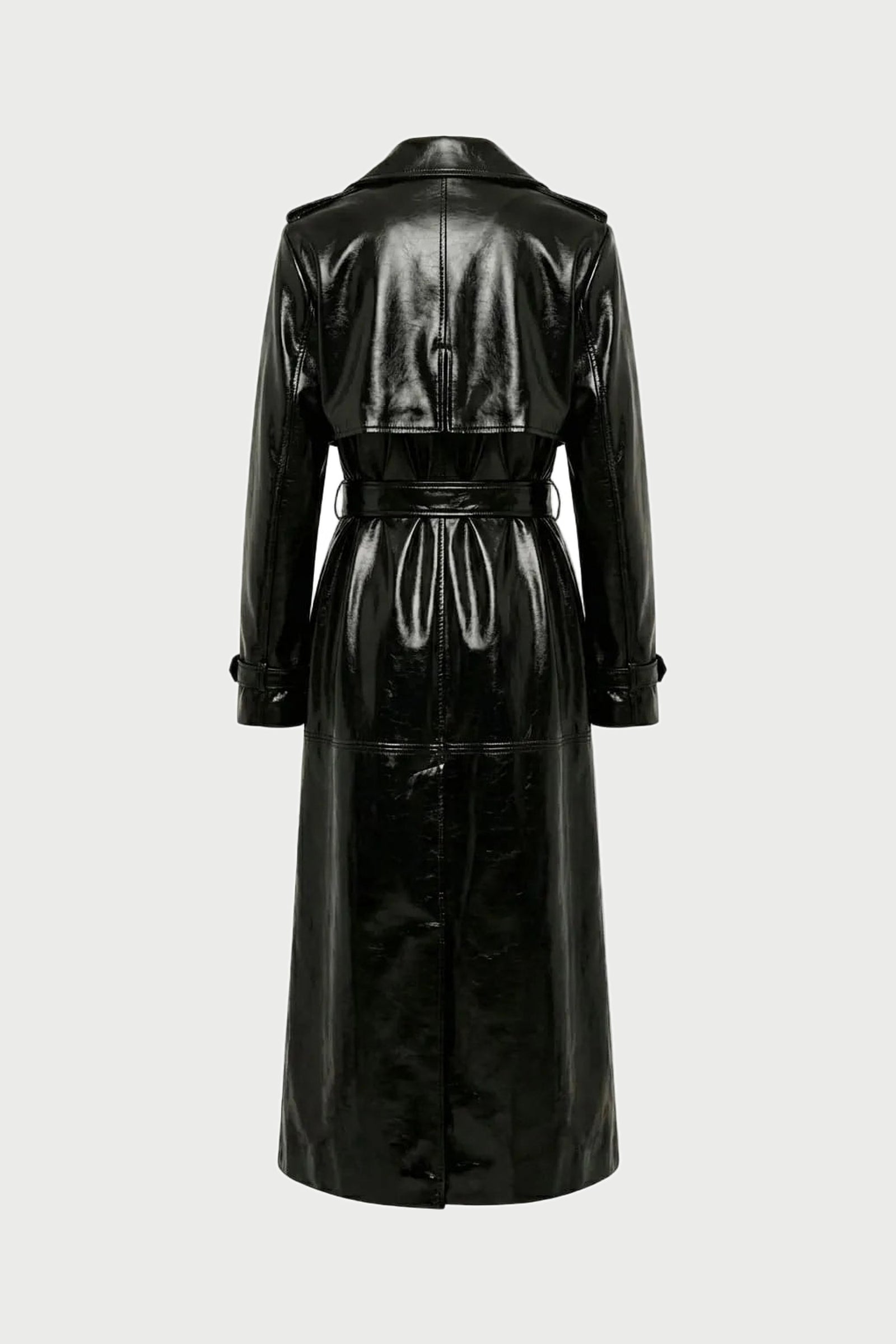 NYC Black Patent Leather Trench Coat