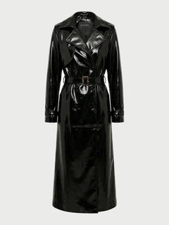 NYC Black Patent Leather Trench Coat