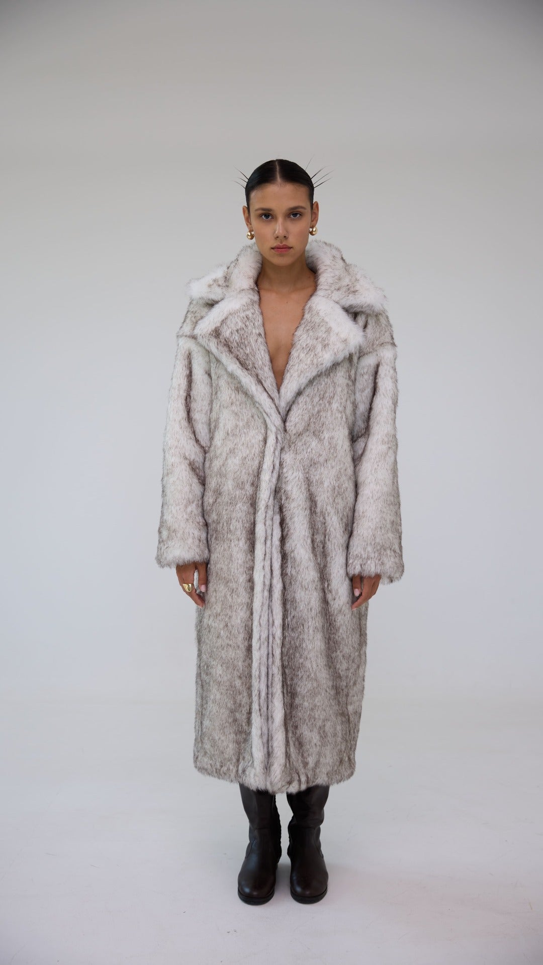 faux fur grey coat
