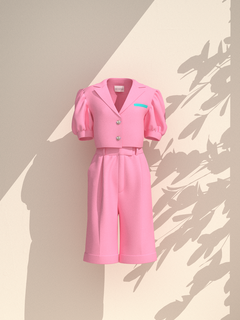 Linen pink suit for women