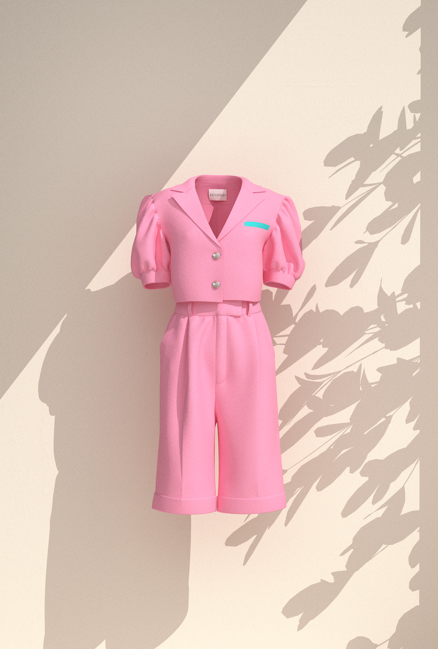 Linen pink suit for women