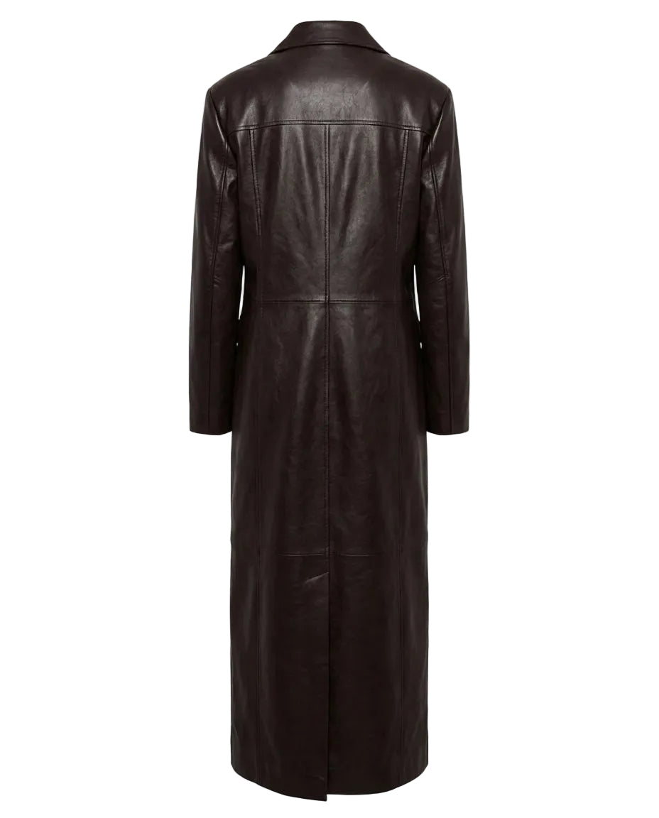 Black leather coat on a white background