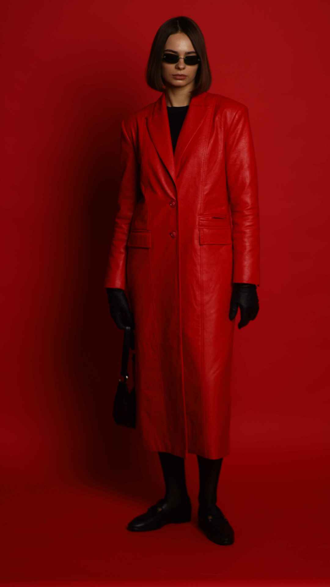 Maroon Eco Leather Coat — product view 3
