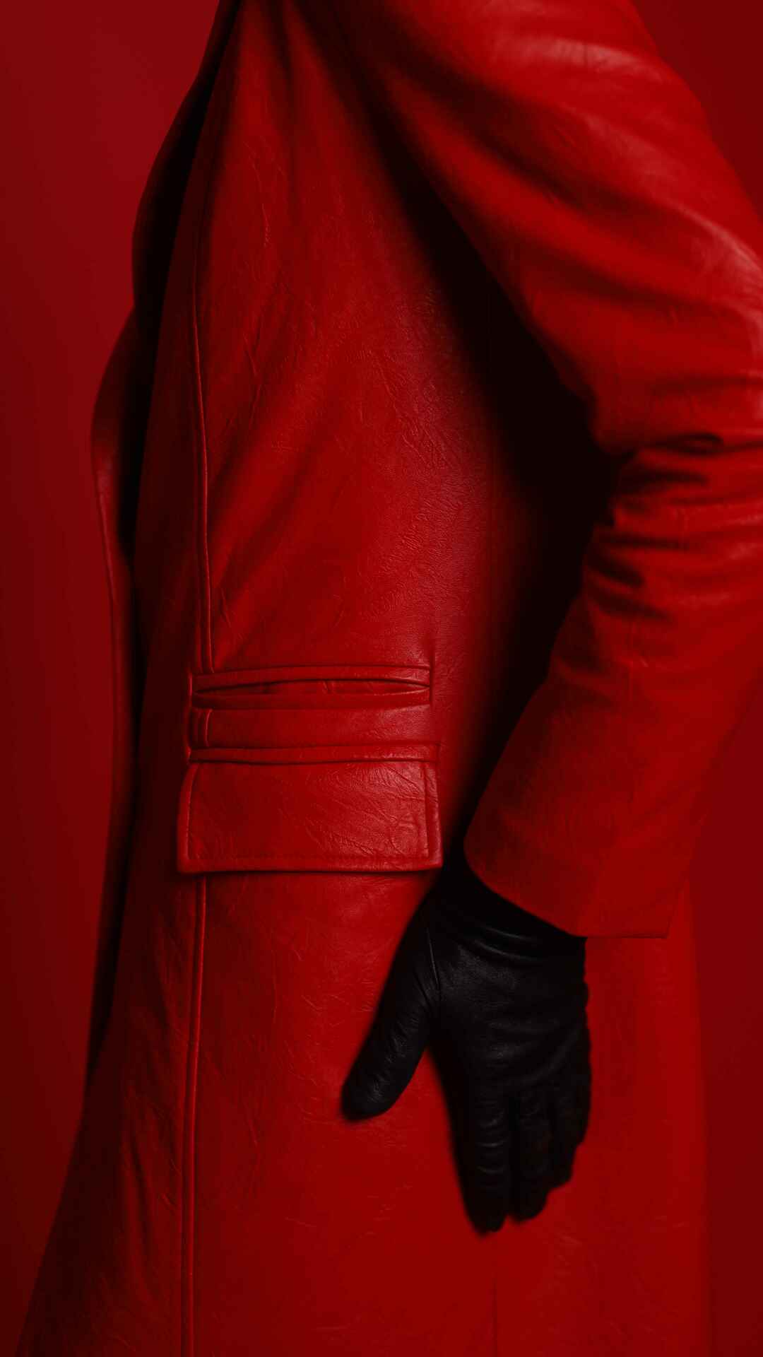 Maroon Eco Leather Coat — product view 6