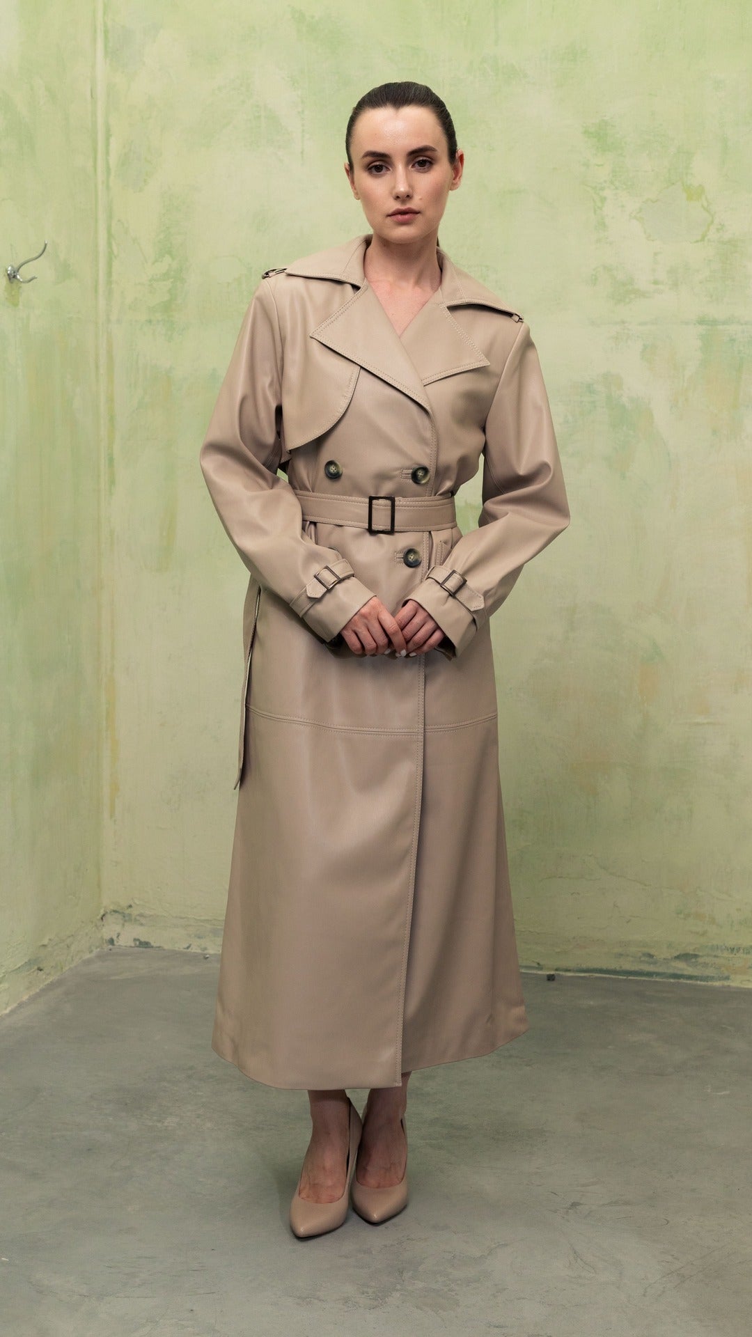 NYC Beige Maxi Trench Coat — product view 5