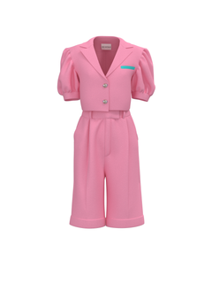 Linen pink suit for women