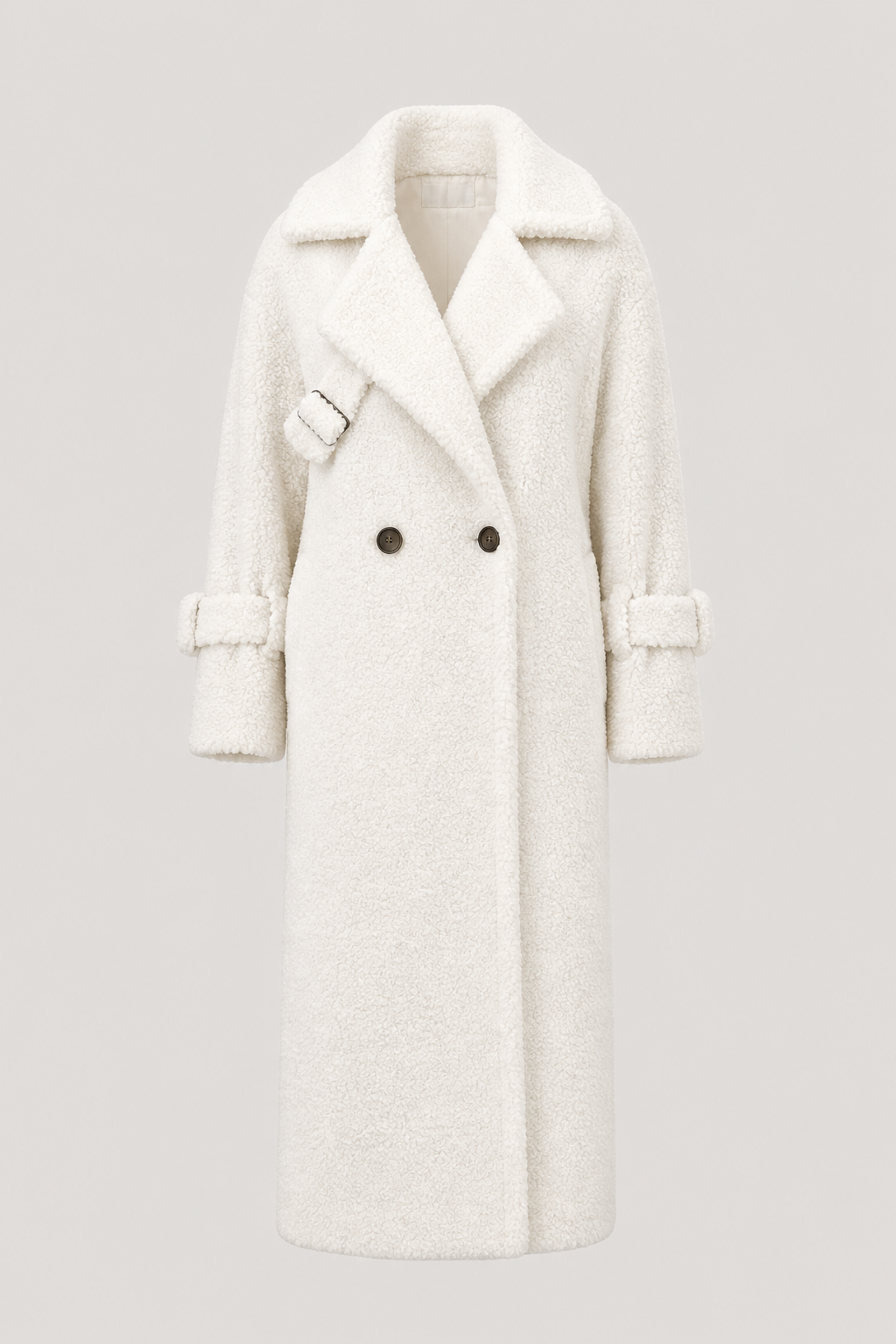 Milky-White Long Teddy Coat