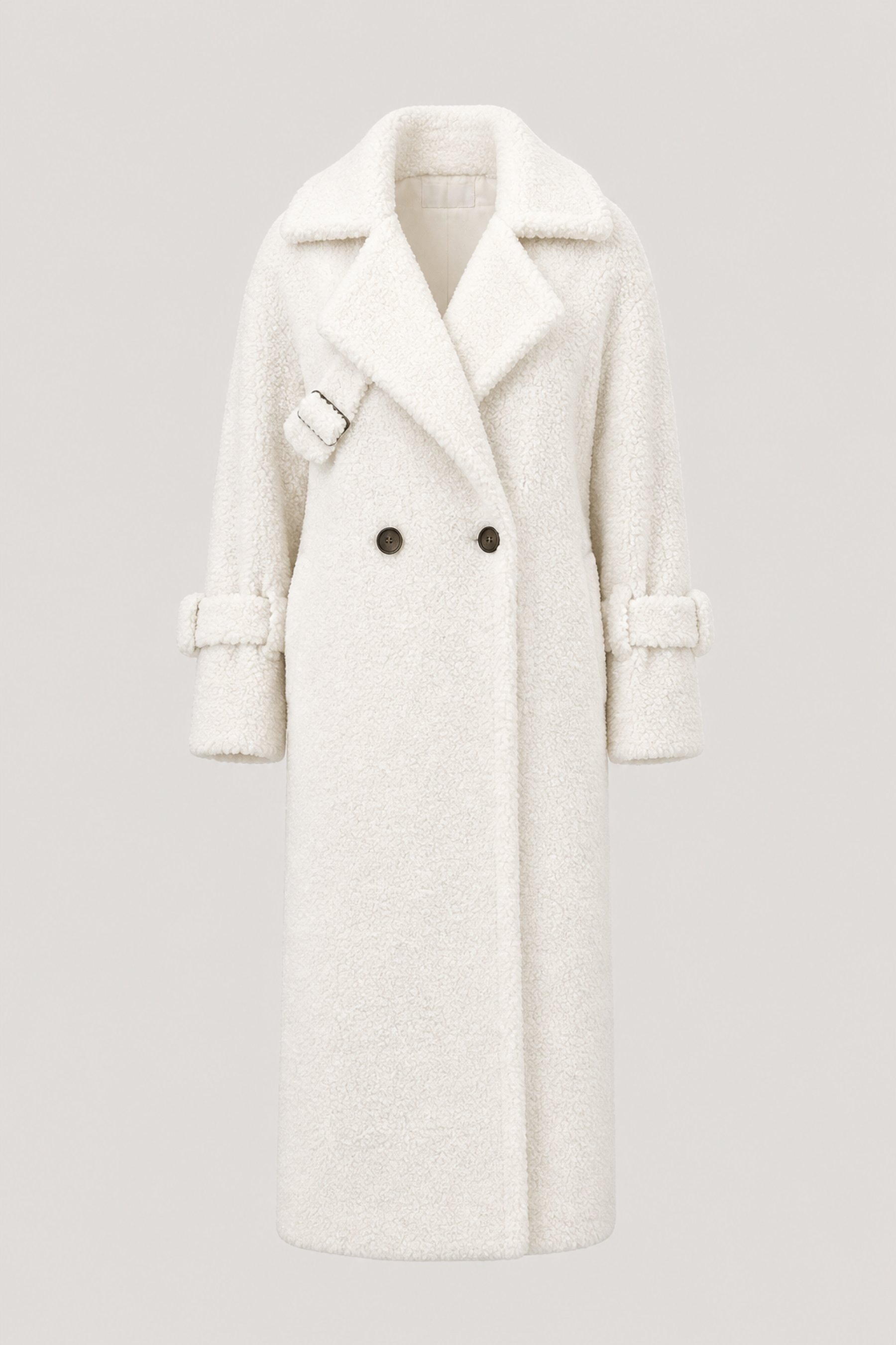 Acka. teddy loop coat ホワイト Milky-White Long Teddy Coat | BÚDZIKO