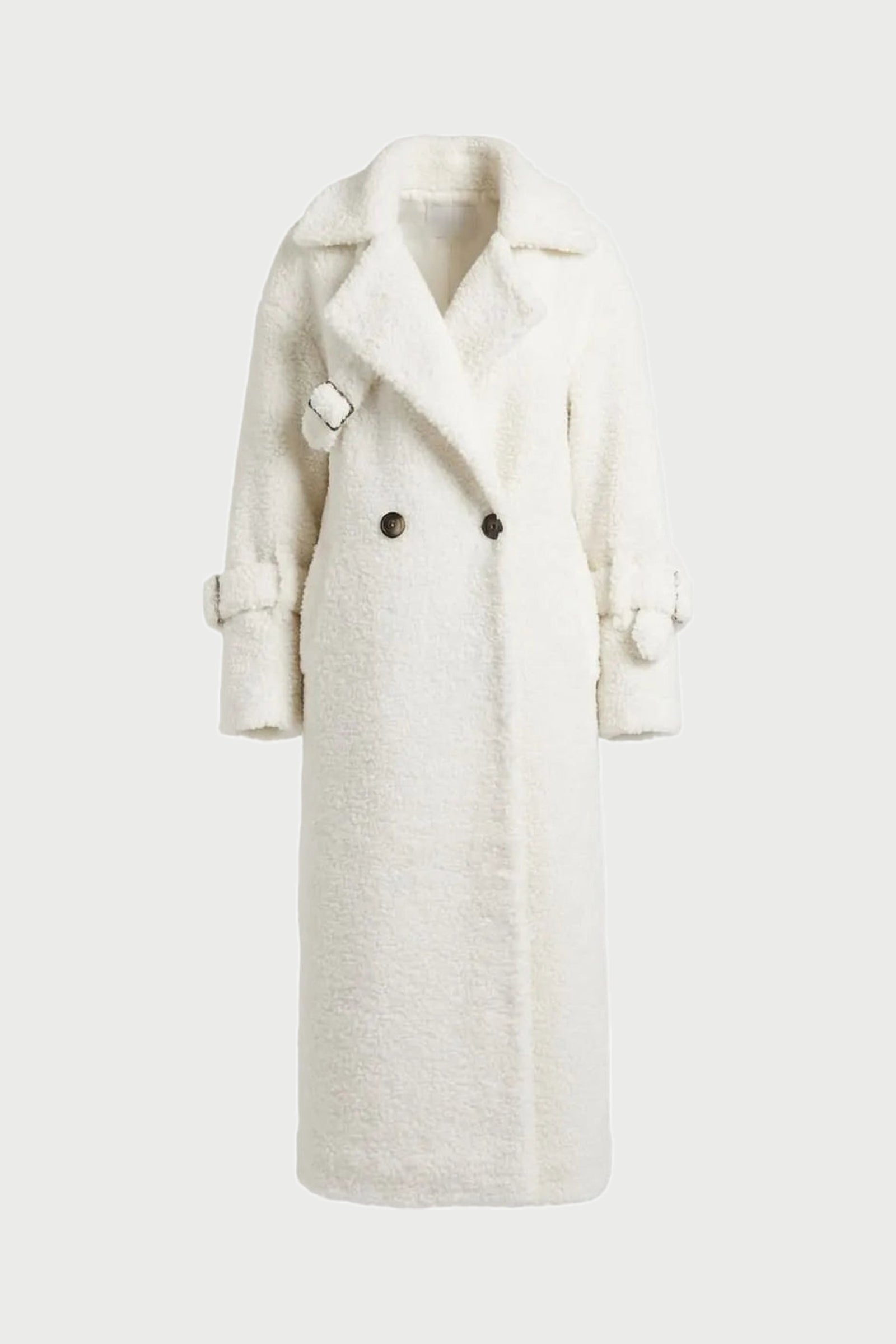 Milky-White Long Teddy Coat