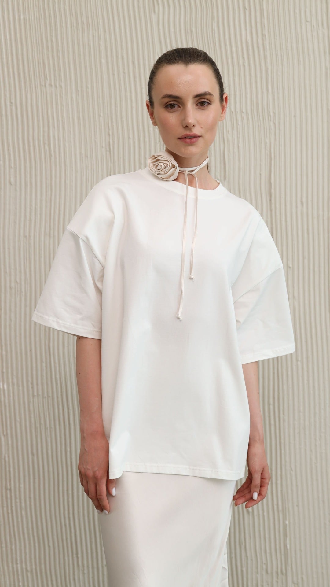 white shoulder pad t-shirt
