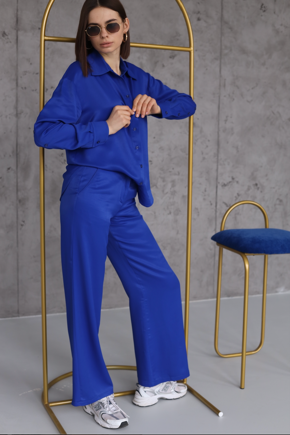 silky blue pants