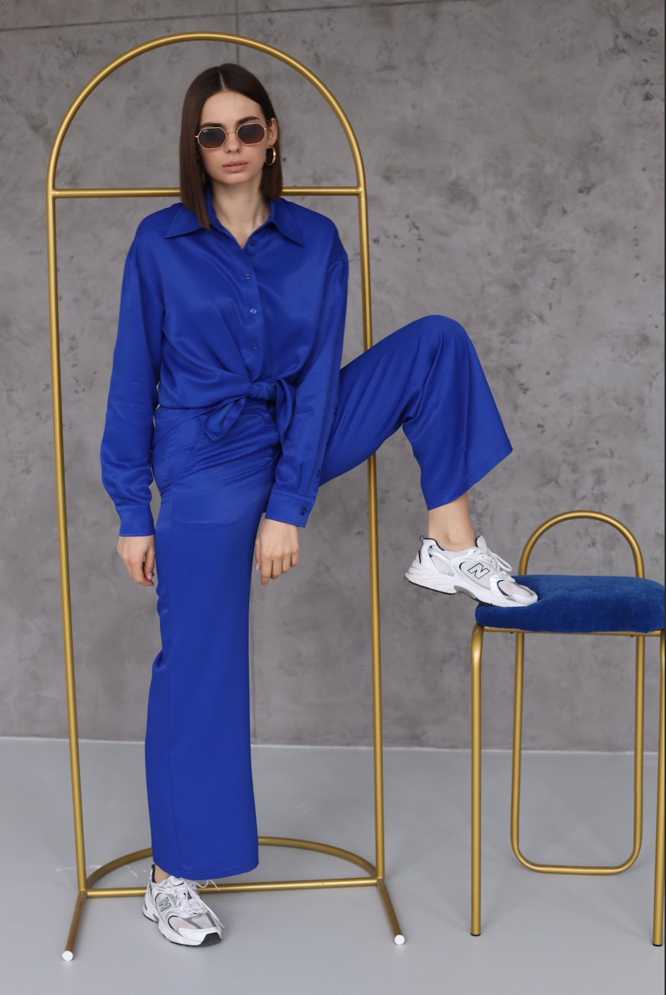 electric silky trousers