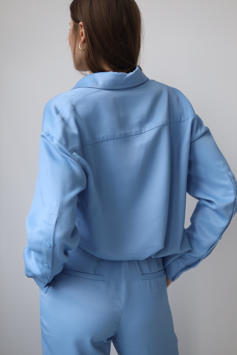natural silk blue shirt