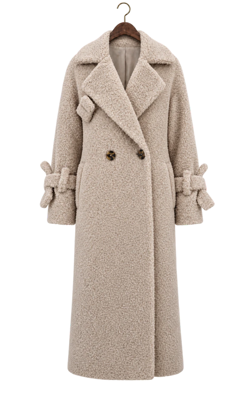 Beige Long Teddy Coat