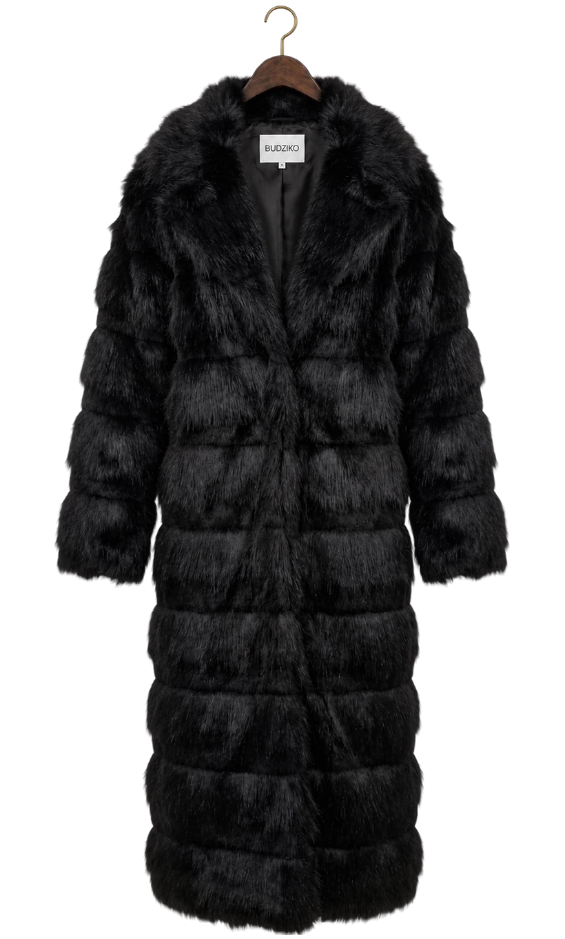 Jacqueline Faux Fur Black Coat