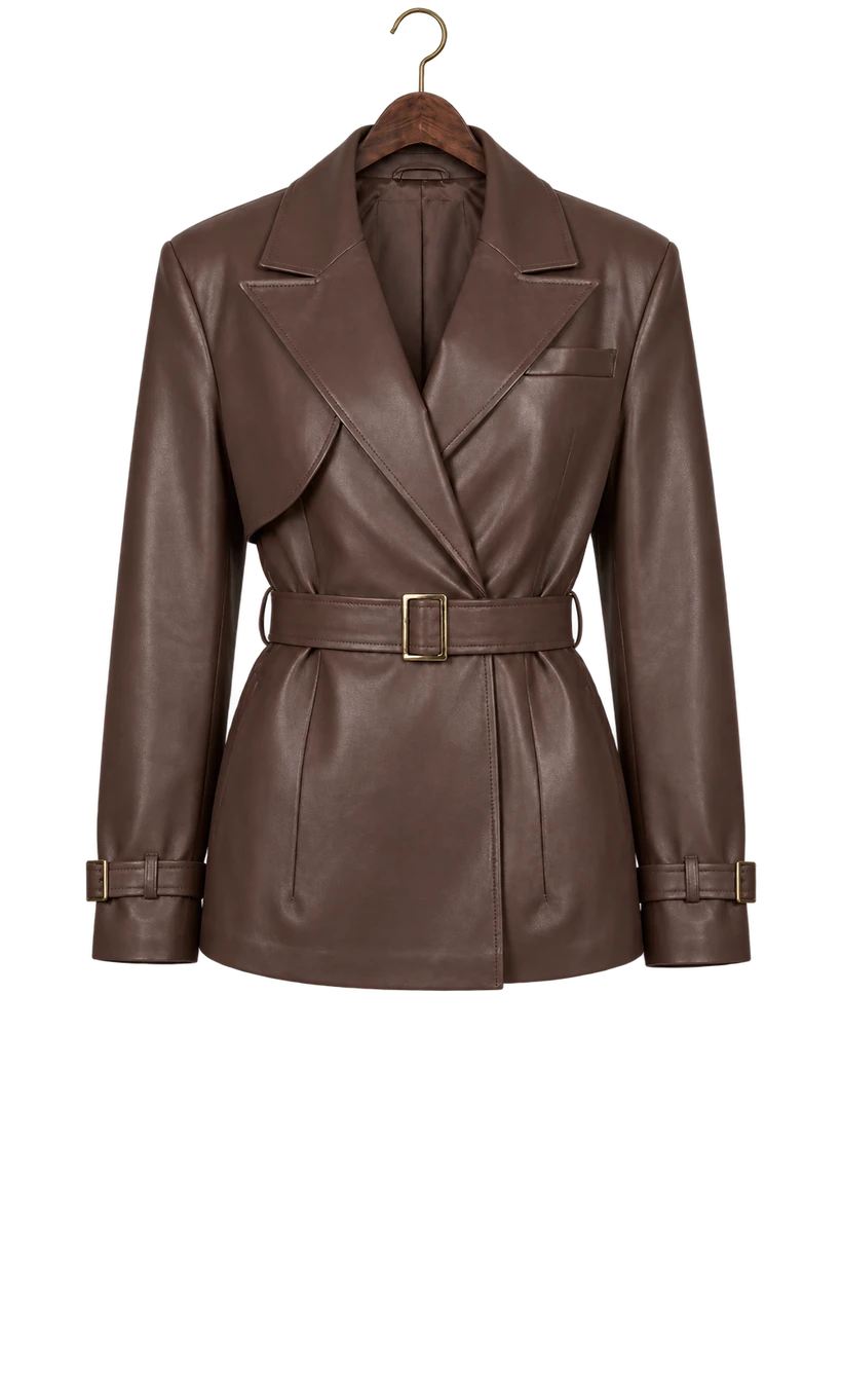 London Brown Cropped Trench Coat