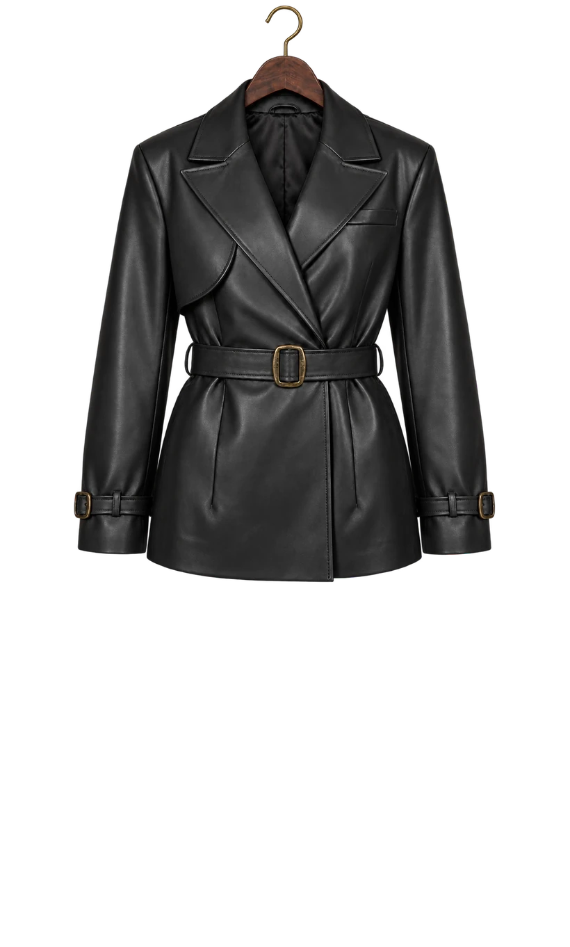 London Black Cropped Trench Coat